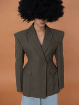 Men's Sage Green Padded Cinched Blazer
