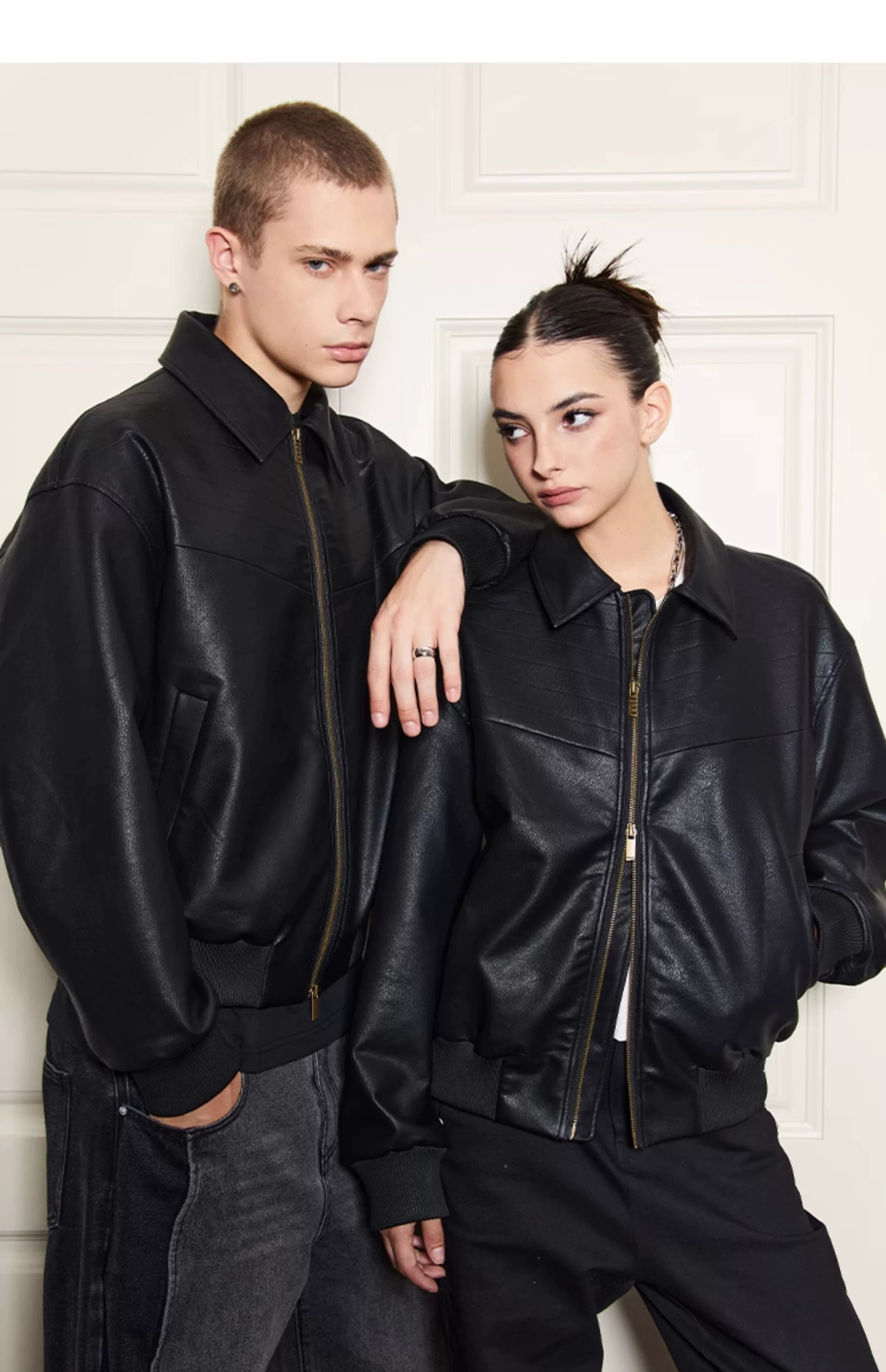 Vintage Matte Drop Shoulder PU Jacket