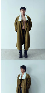 Furry Collar Pajama Style Long Coat