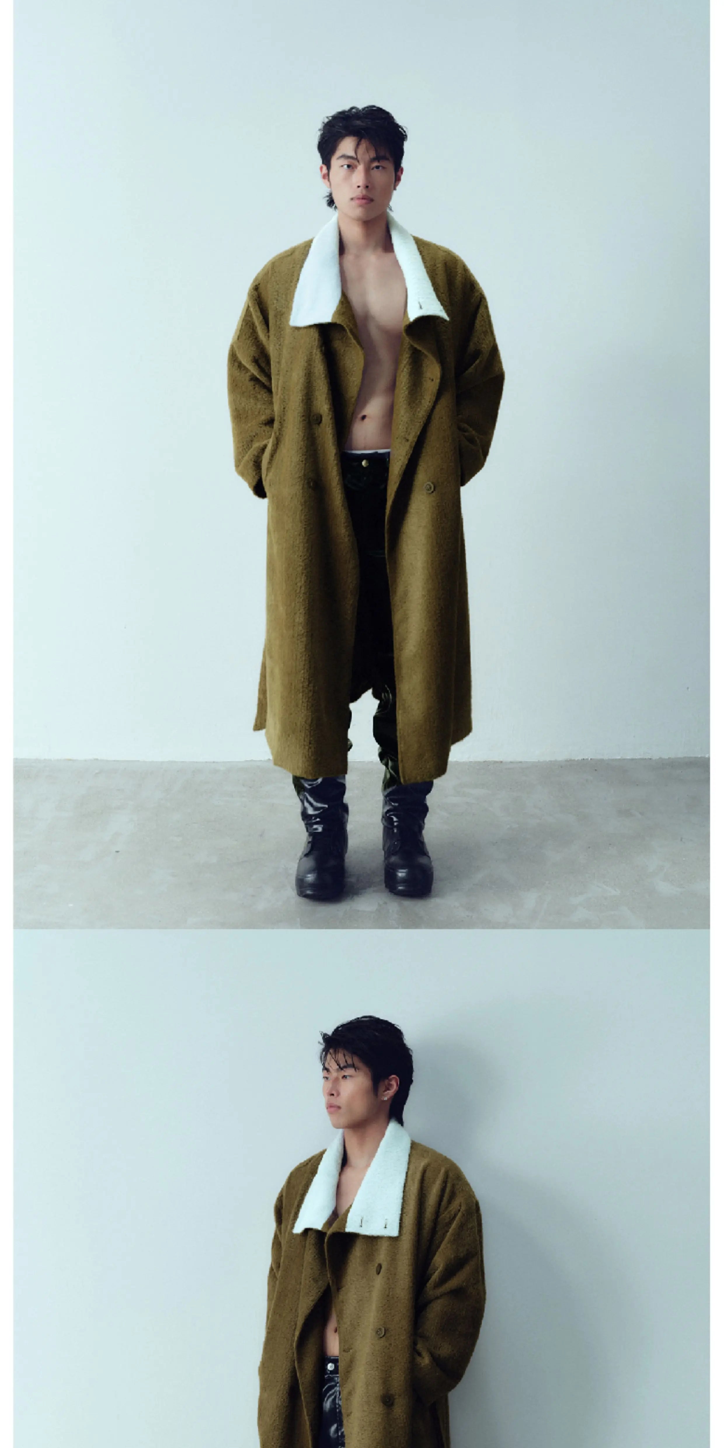 Furry Collar Pajama Style Long Coat