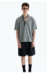 Collared Linen Blend Knit Cardigan