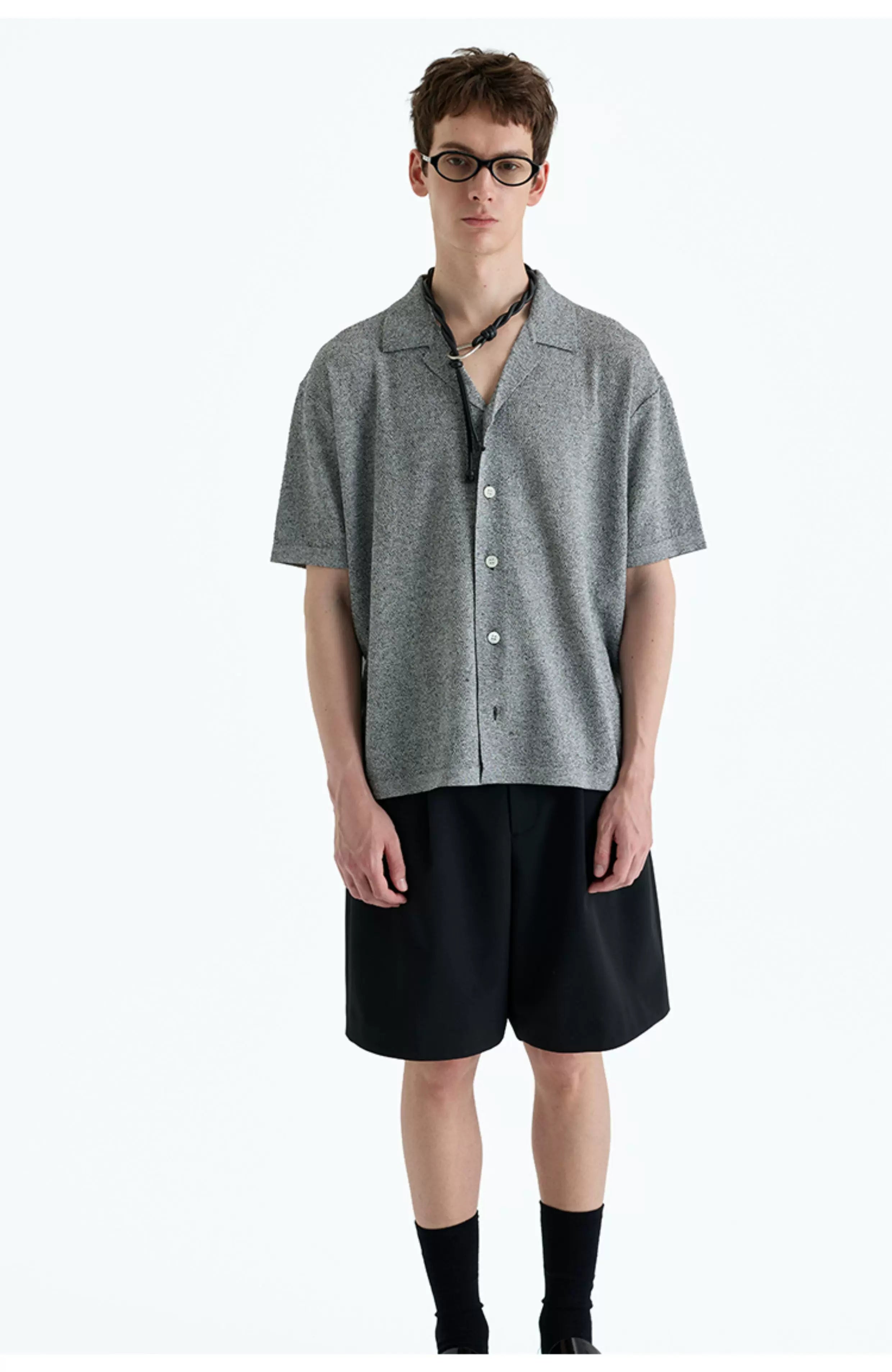 Collared Linen Blend Knit Cardigan