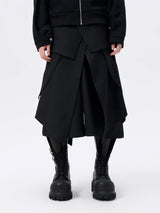 Deconstructed Waistband Layered Unisex Skirt