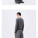 Grey Striped Wide Leg Lyocell Pants