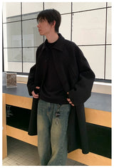 Men's Loose Long Collared Wool Coat