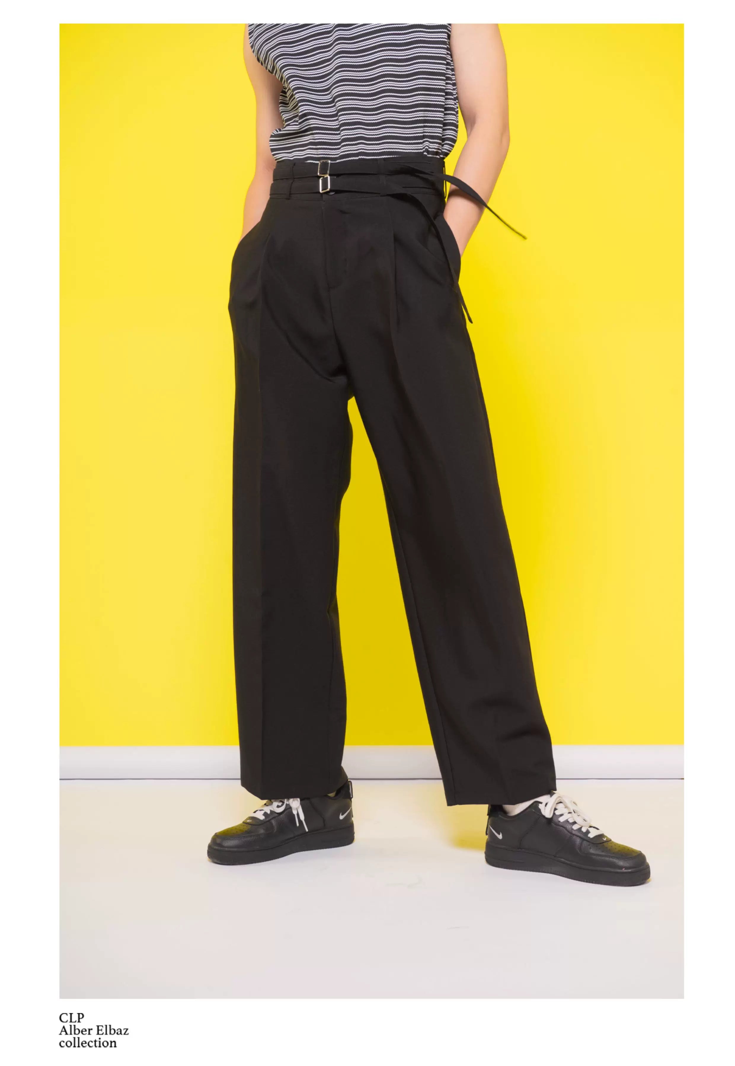 Double Belt Metal Buckle Casual Pants