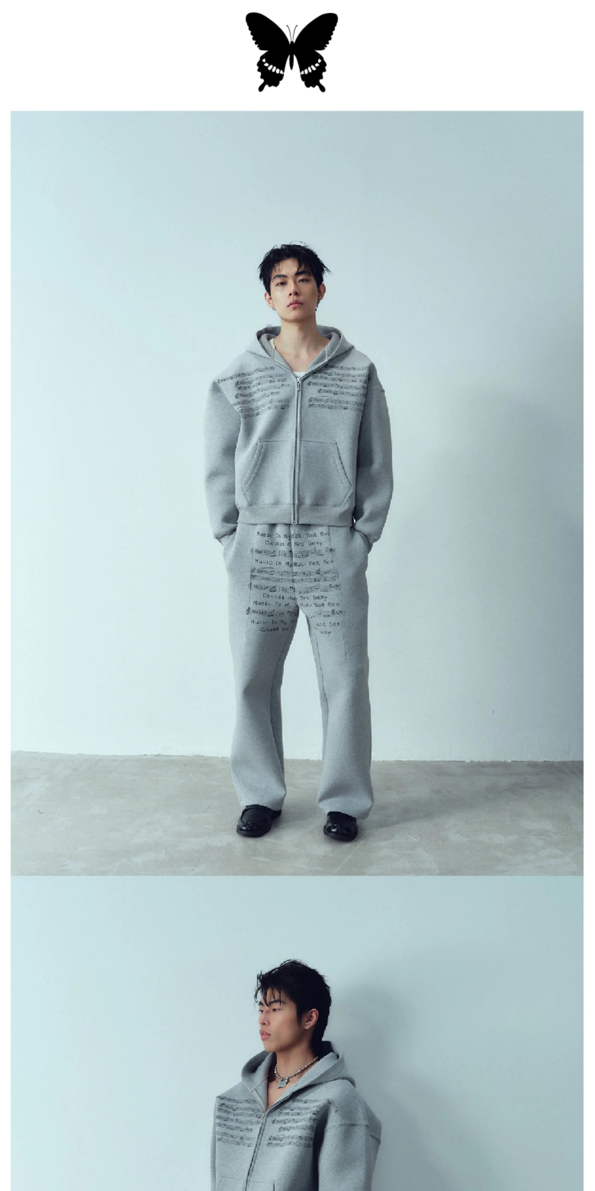 Vintage Music Print Sweatshirt Set