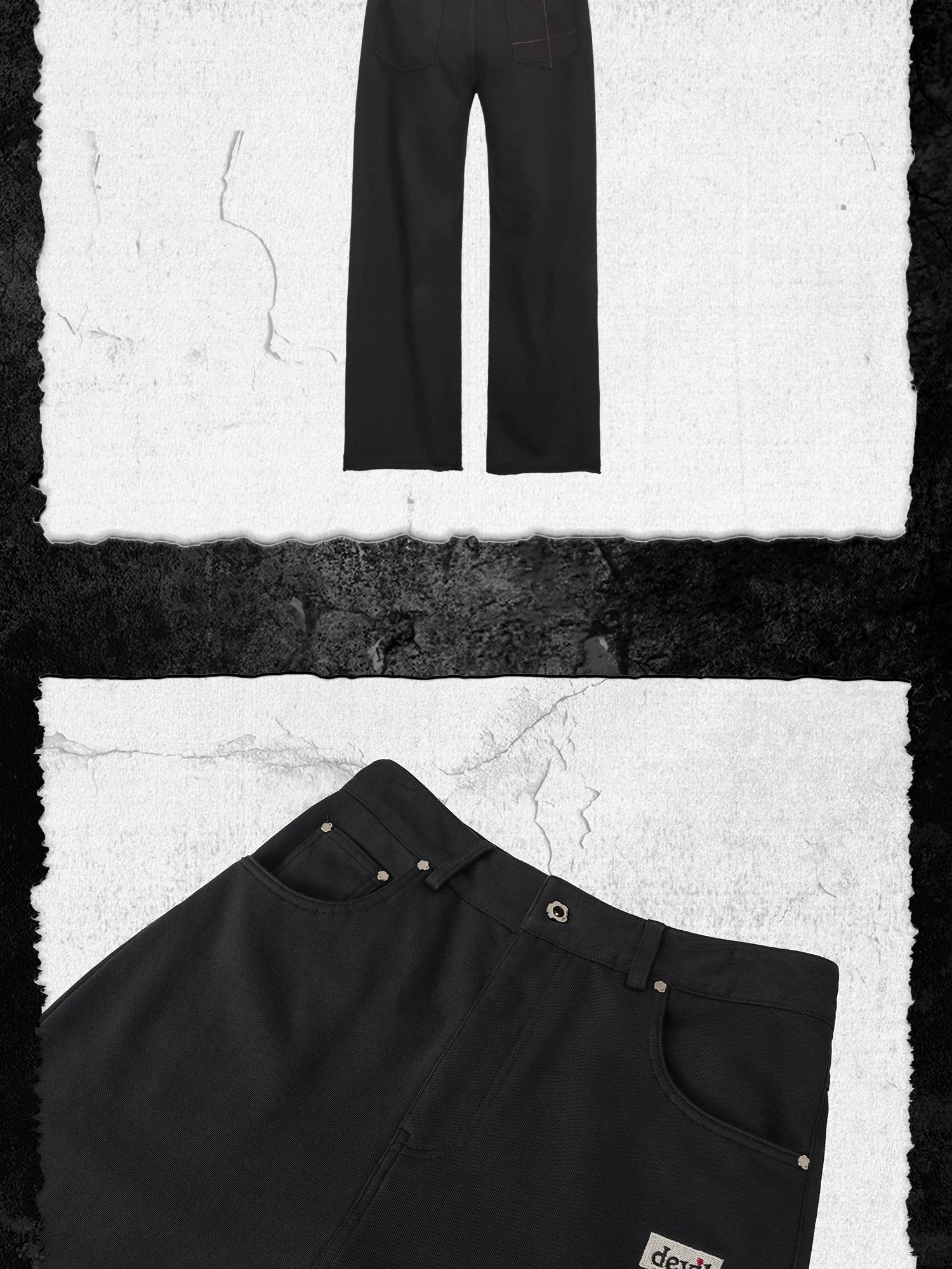 Embroidered Devil Straight-Leg Denim-Style Terry Sweatpants