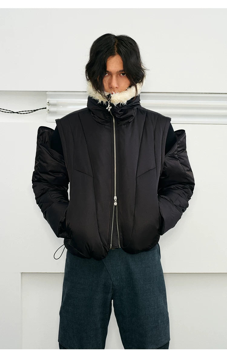 Men's 2-in-1 Winter Fur-Trimmed Puffer Vest