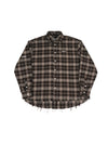 Frayed Brushed Taupe Plaid Shirt Jacket