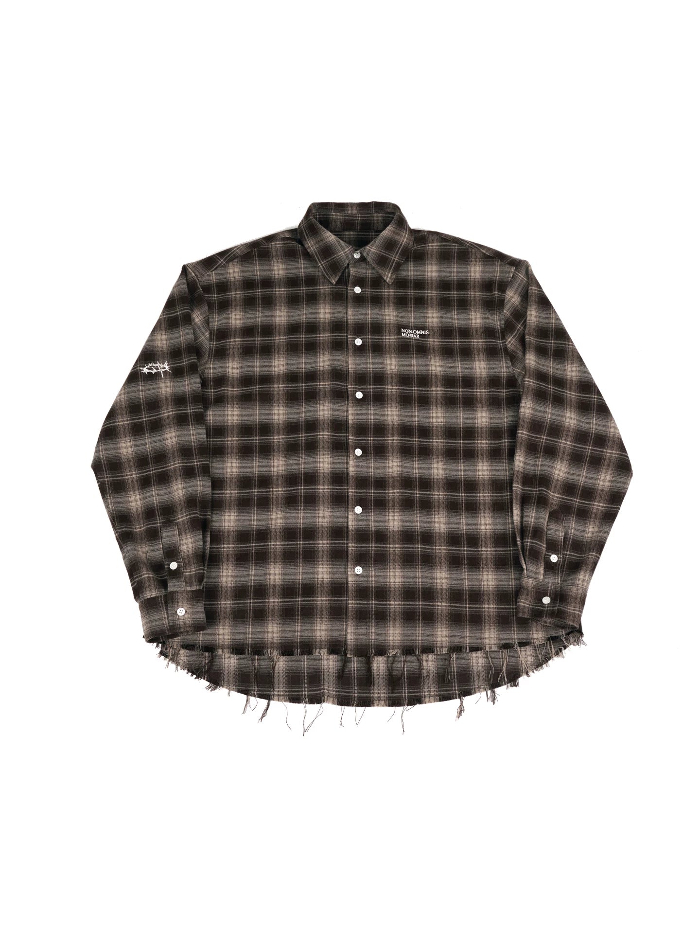 Frayed Brushed Taupe Plaid Shirt Jacket
