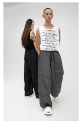 Unisex Patchwork Athletic Drawstring Waist Pants
