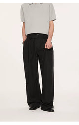 High Waist Wide Leg Belted Pants