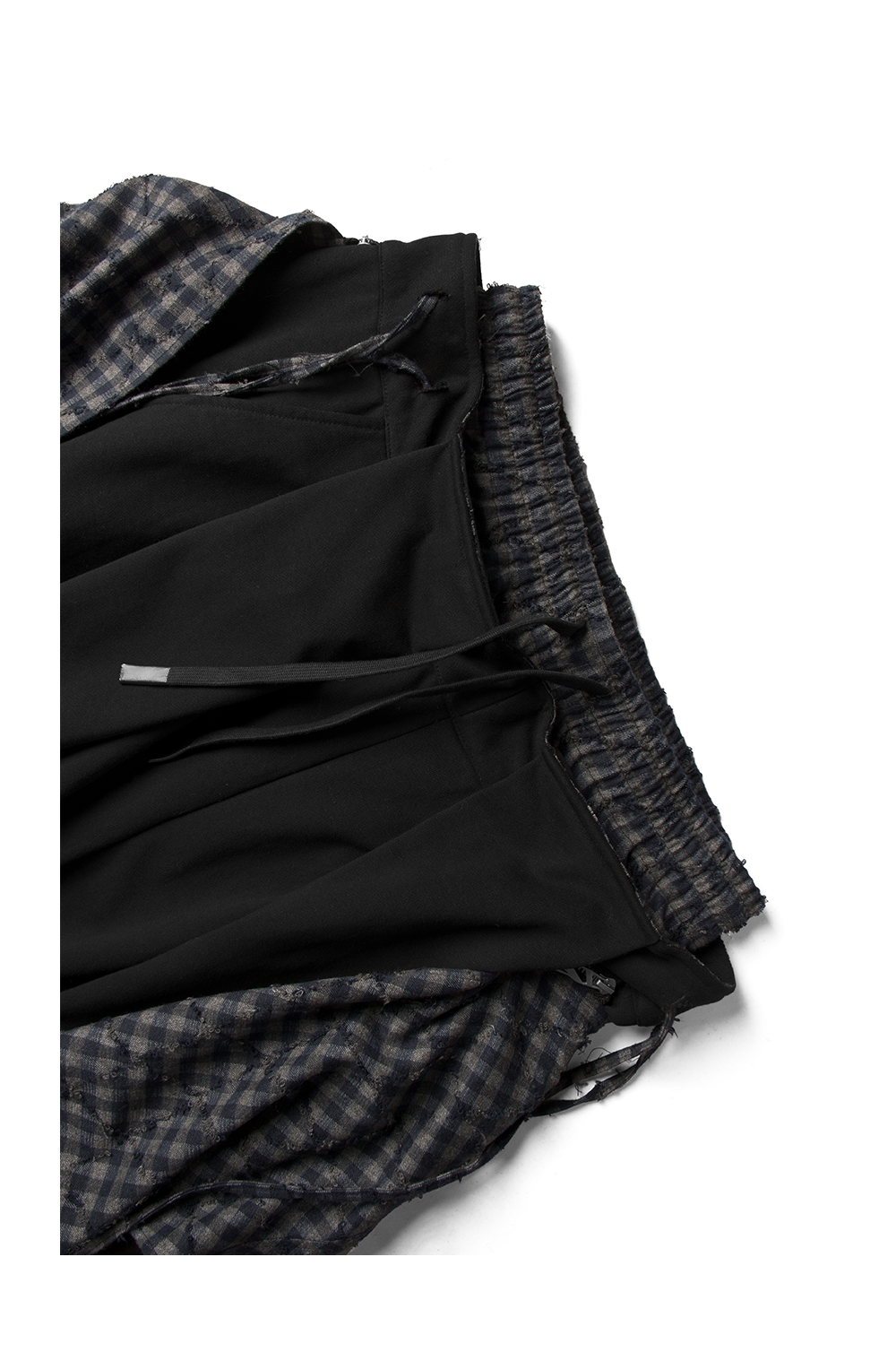Double Waistband Plaid Pleated Sweatpants