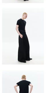 Short Sleeve Slim Ribbed Knit Tee
