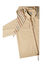 Water-Washed Beaded Pleated Detachable Hooded Shirt