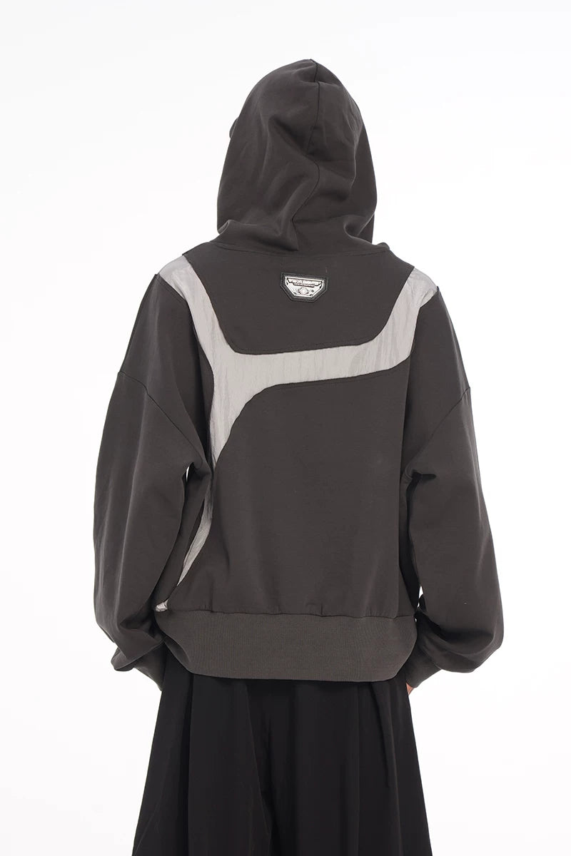 Irregular Patchwork Liquid Metal Loose Hoodie
