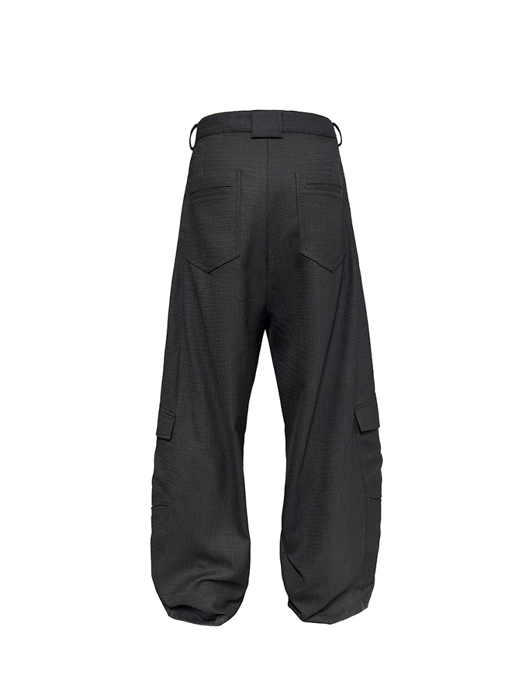 Wool Plaid Drop Crotch Cargo Pants