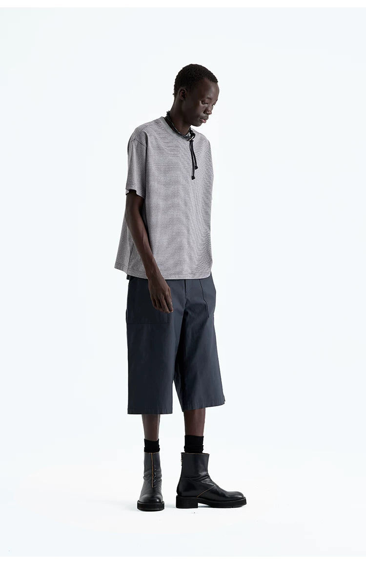 Heavy Vintage Textured Cotton Cargo Shorts