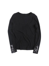 Fitted Long-Sleeve Cuff Script Print Tee
