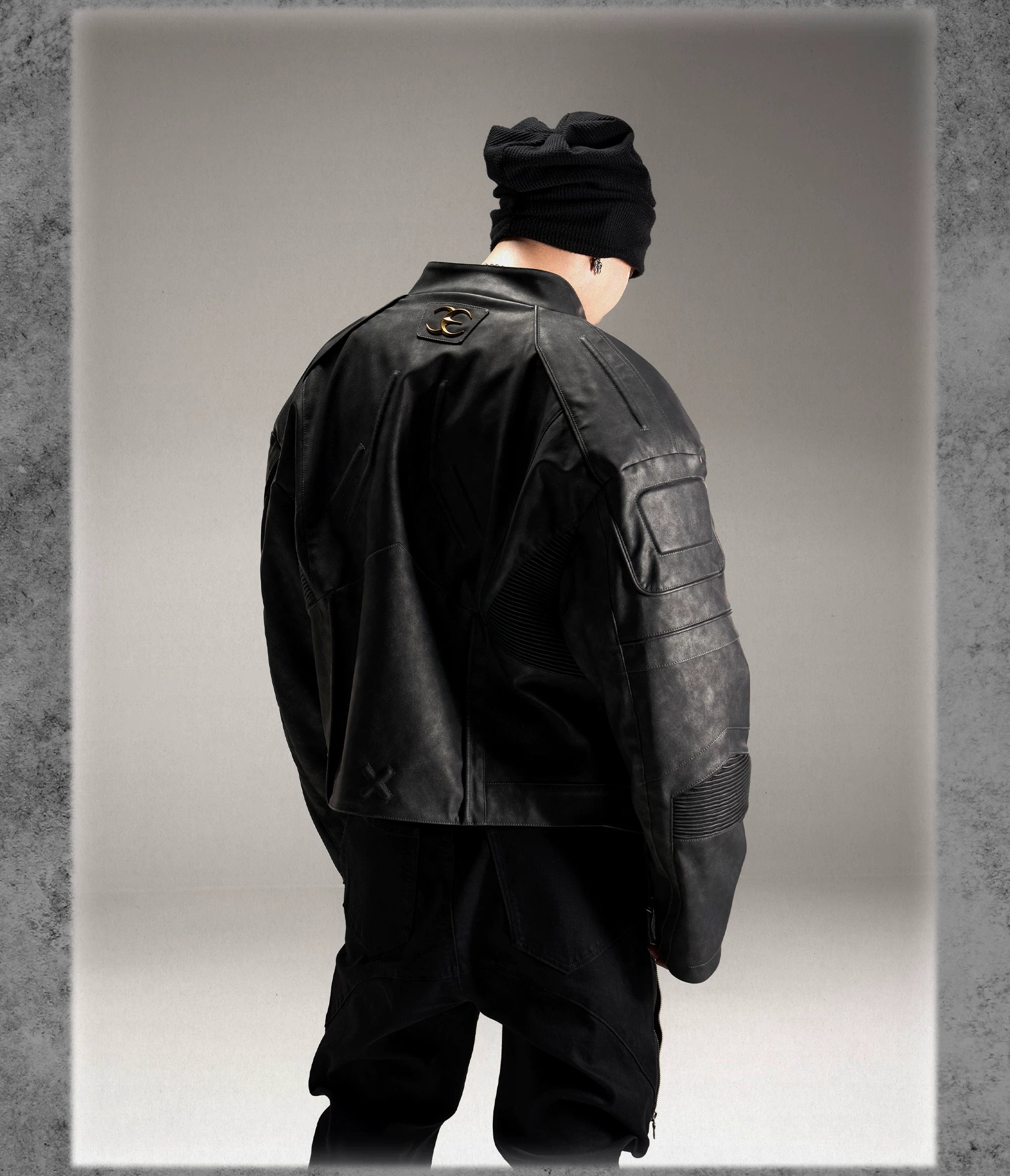Distressed Deconstructed Biker Leather Jacket