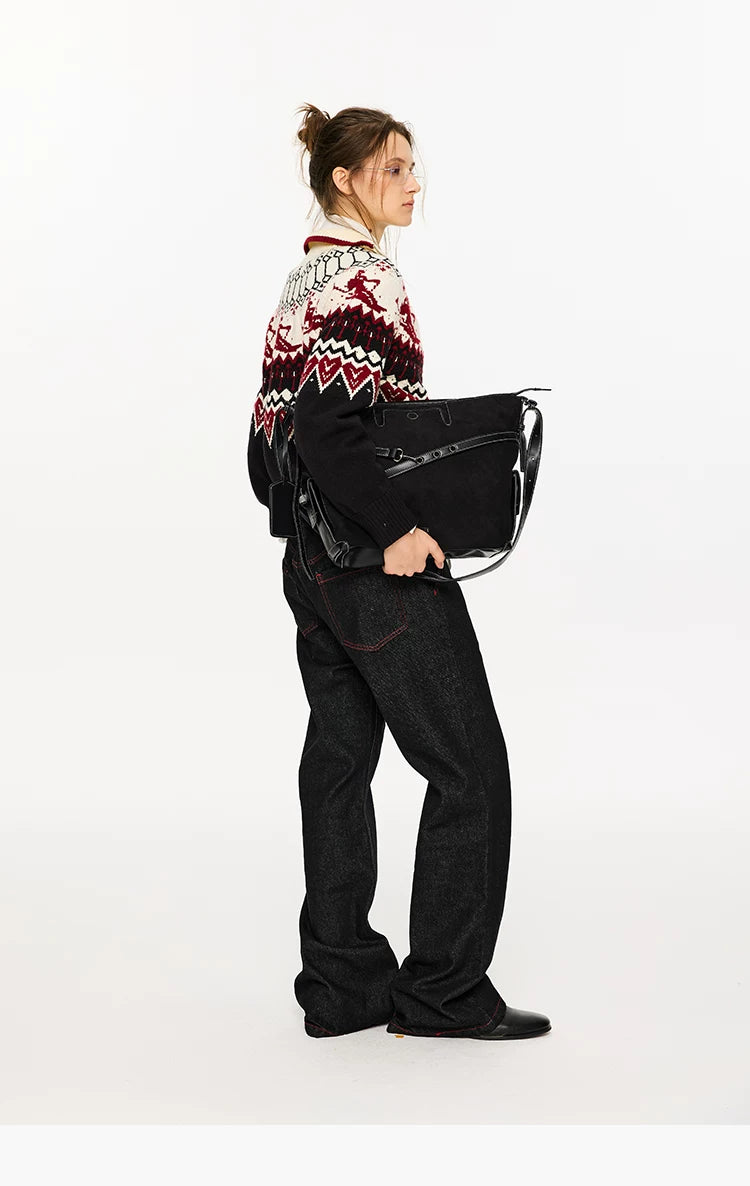 Fair Isle Color Block Cardigan