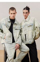 Mud Washed Distressed Denim Jacket