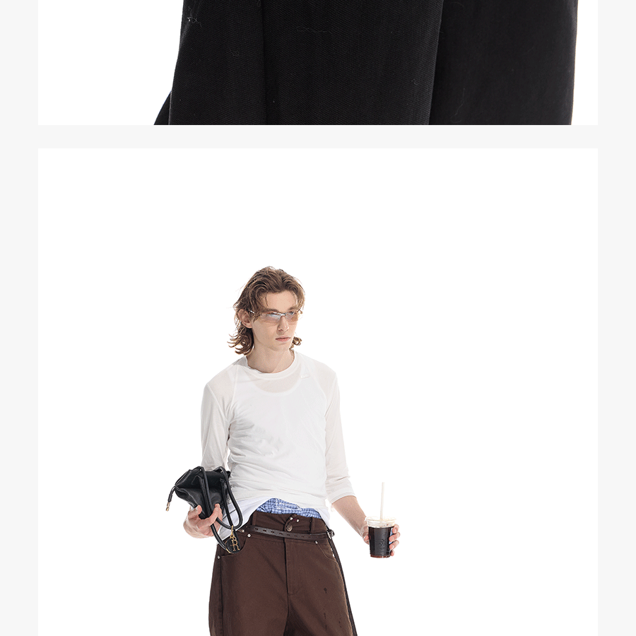 Men's Rivet Washed Distressed Straight Pants