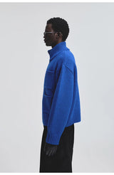Alpaca Blend Multi-Pocket Zip Turtleneck Cardigan