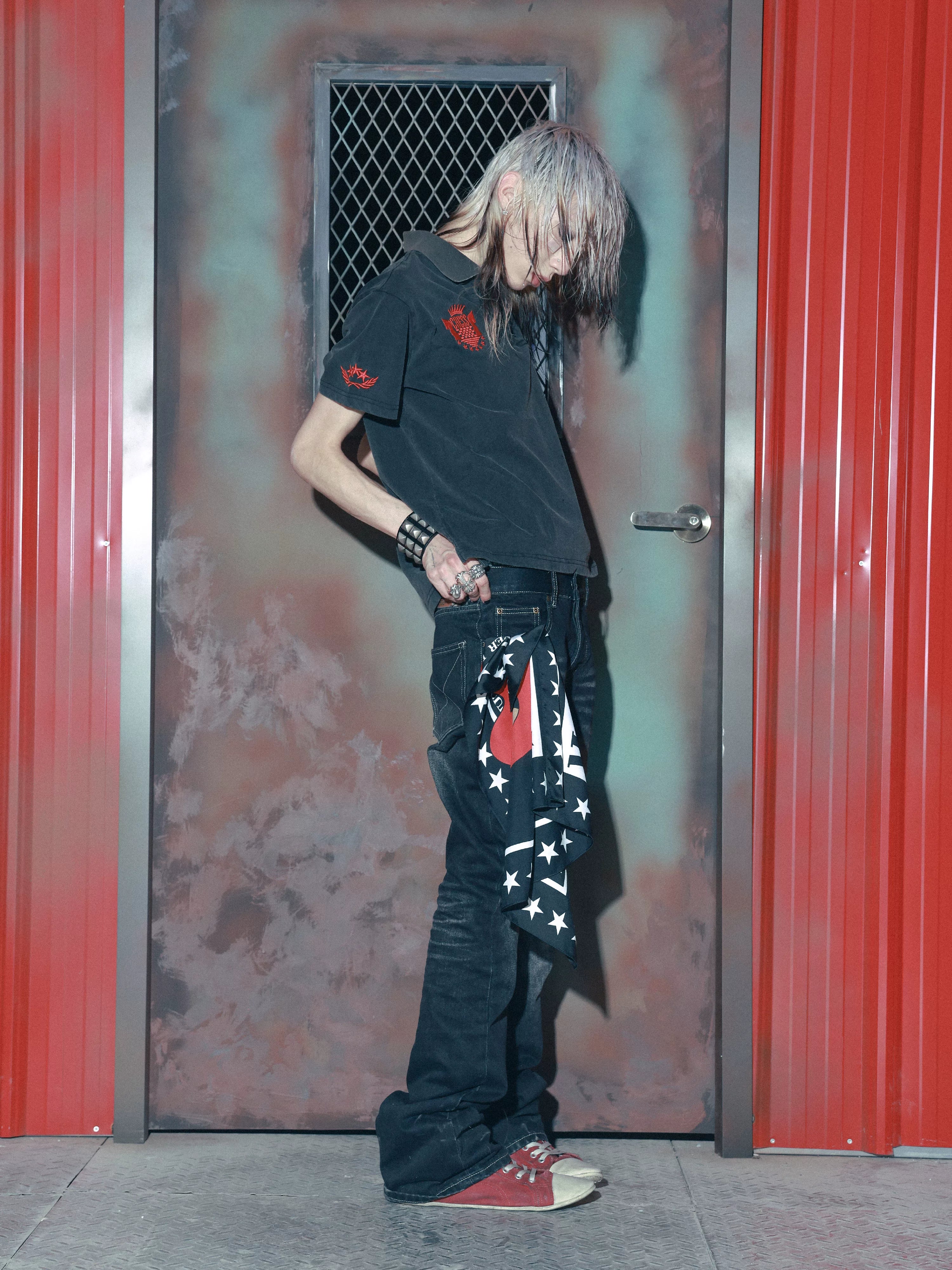 Distressed Flared Denim Pants