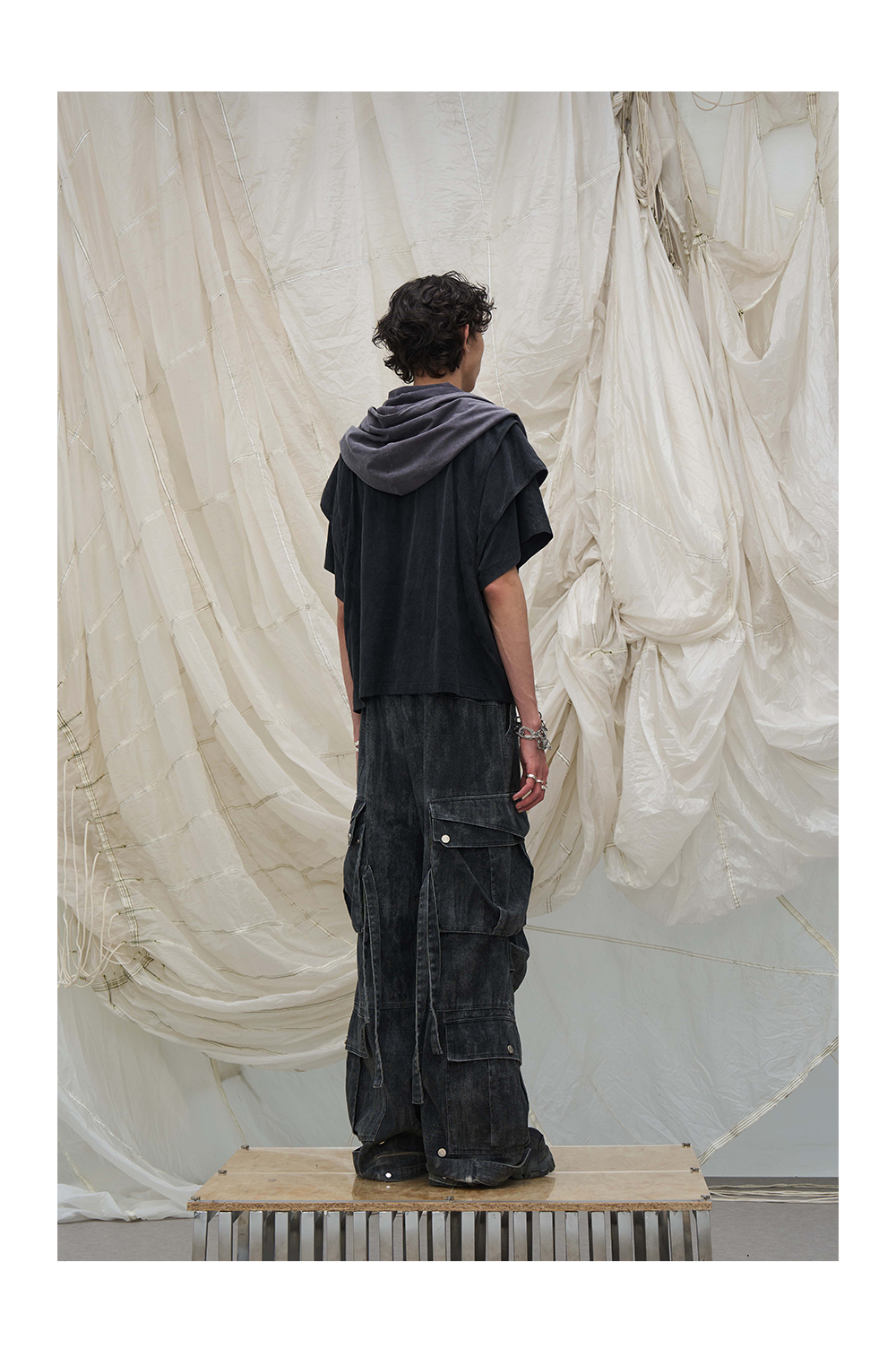 Detachable Hood Short-Sleeve Ring Cut Tees