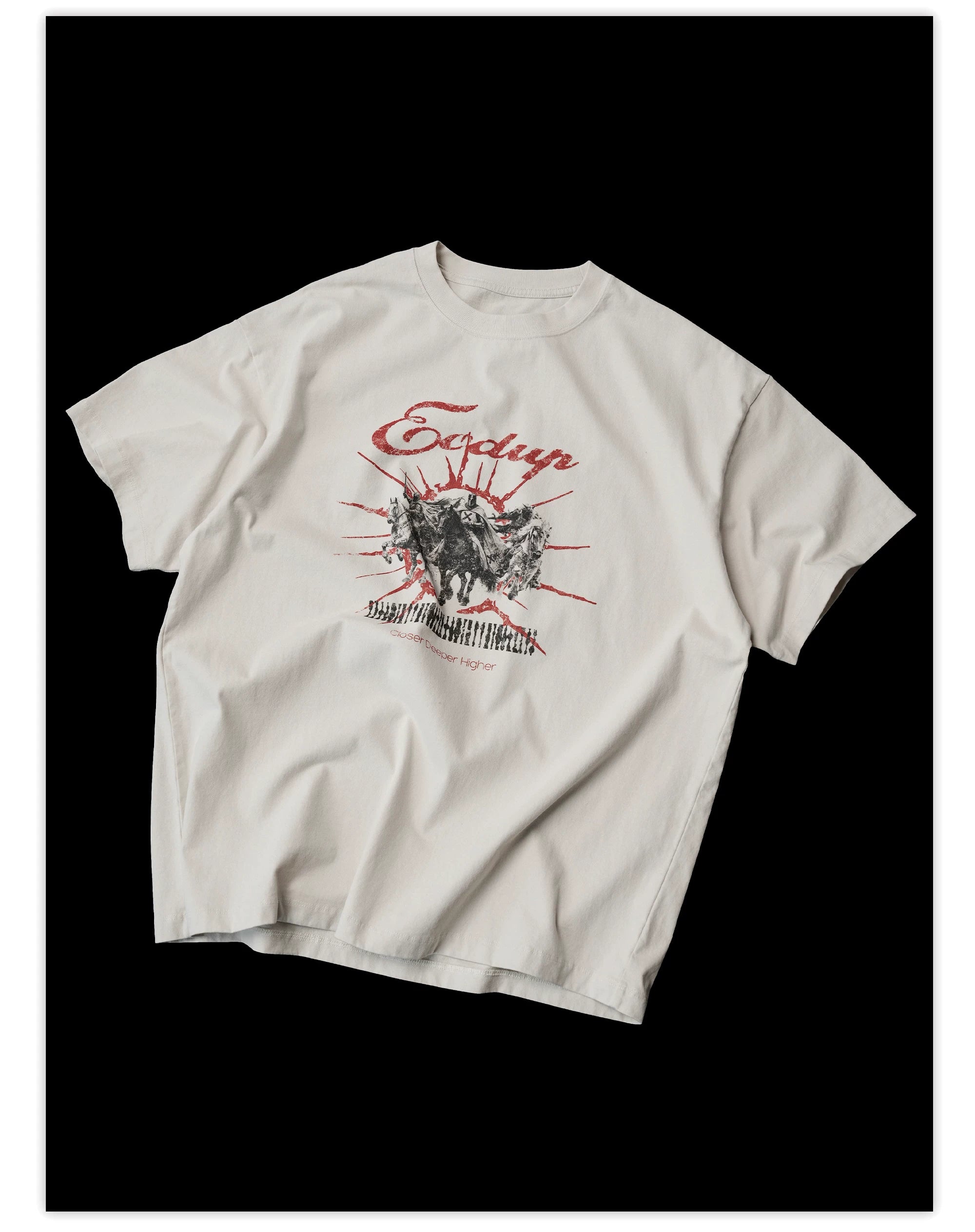 Vintage Washed Cream Printed Loose Tee