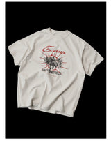 Vintage Washed Cream Printed Loose Tee