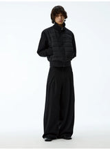 Leather Waist Wide Leg Wool Pants