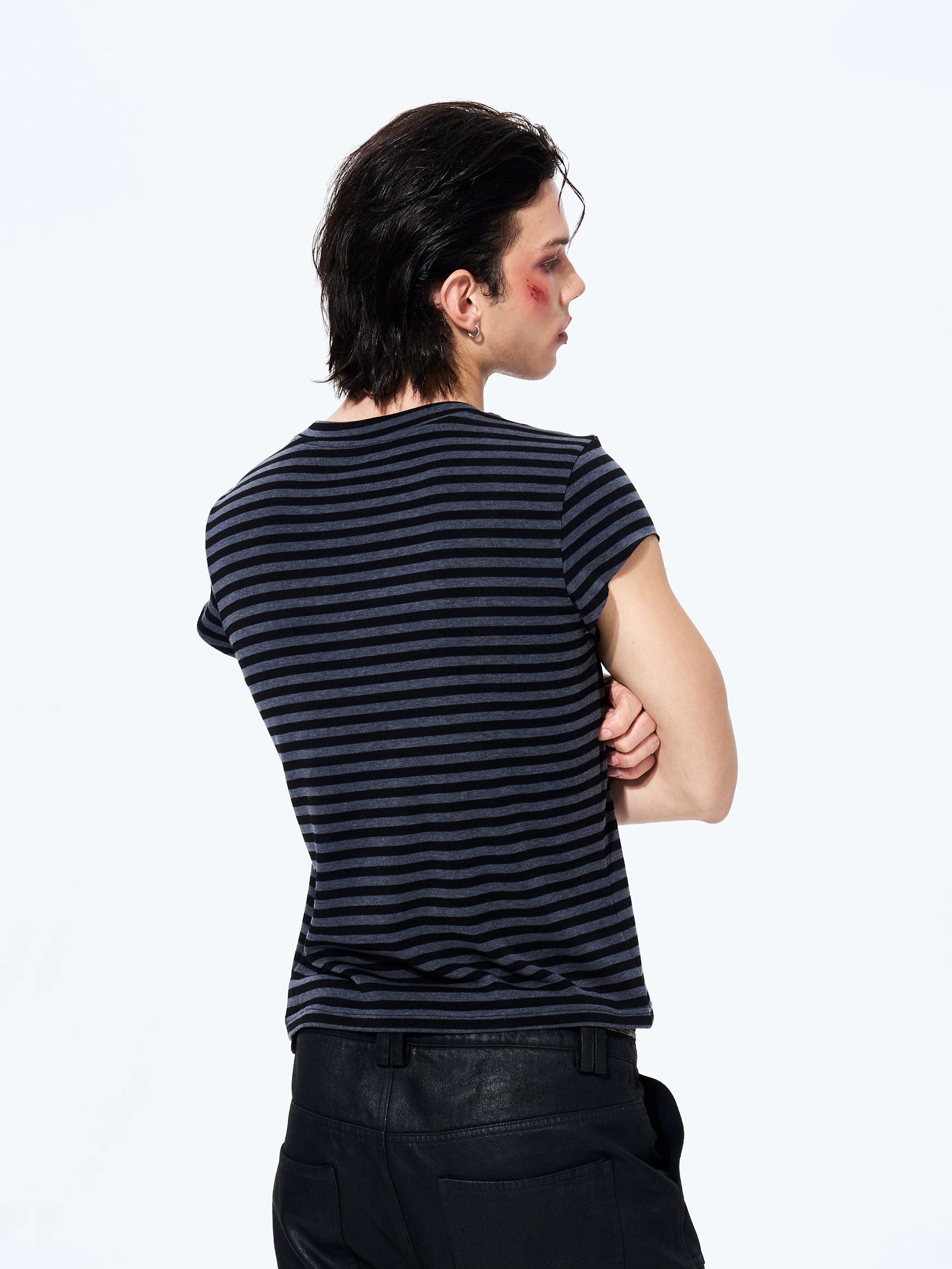 Rivet Striped Flutter Sleeve Tee