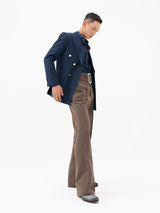 Men's Slim Striped Navy Blazer