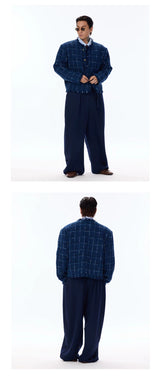 Elegant Retro Plaid Boxy Tweed Jacket
