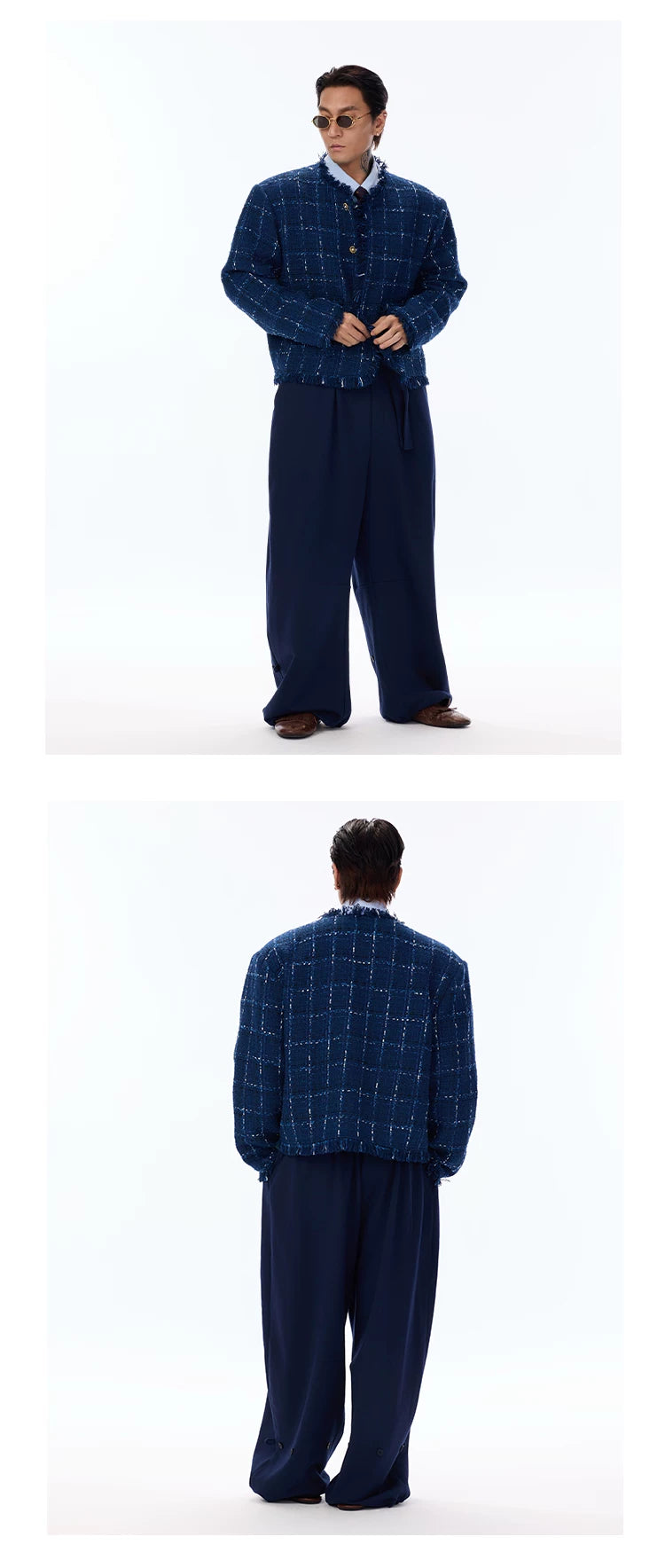 Elegant Retro Plaid Boxy Tweed Jacket