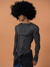 Men's Slim Striped Distressed Long-Sleeve Tee