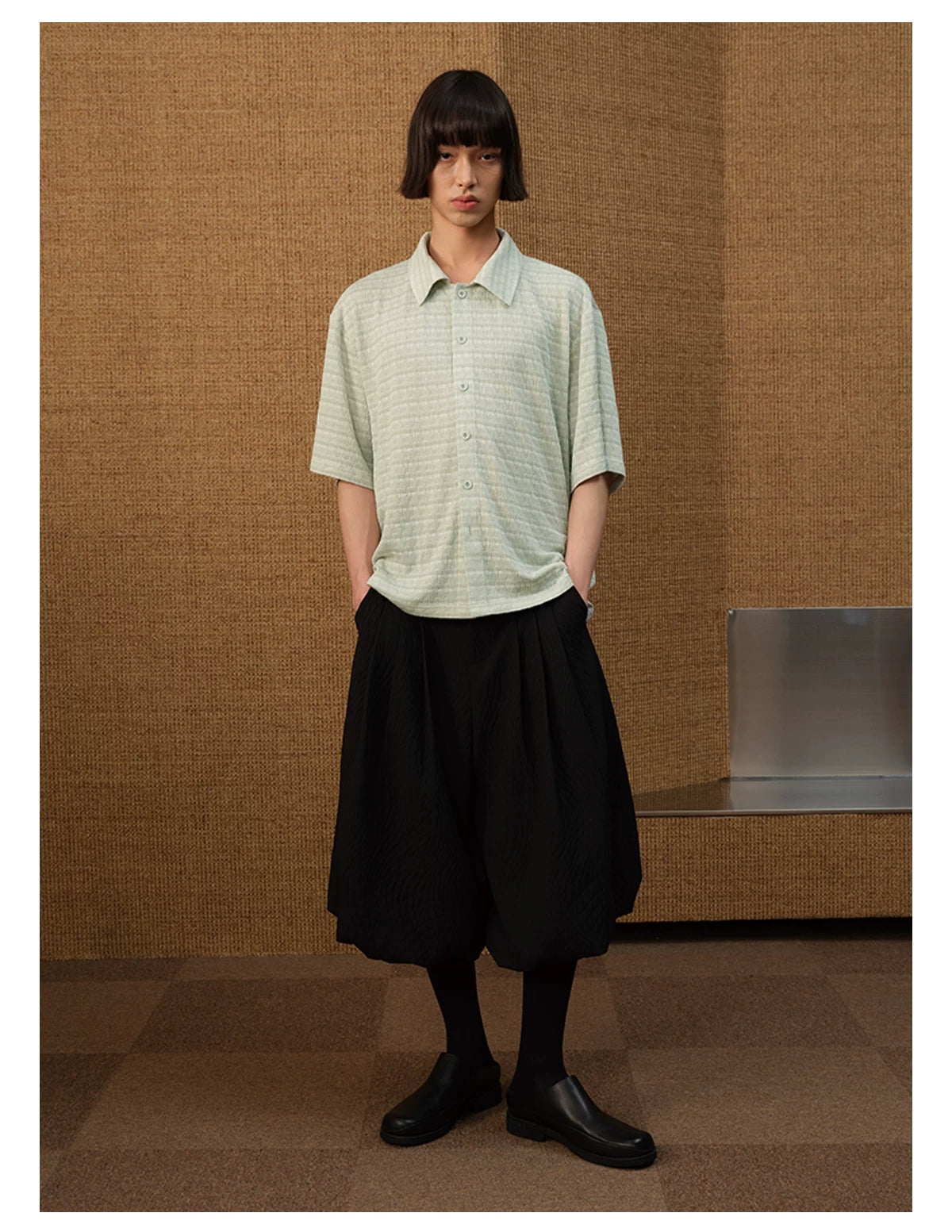 Loose Striped Knit Short-Sleeve Shirts