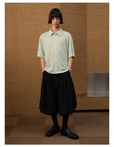 Loose Striped Knit Short-Sleeve Shirts