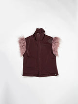 Y2K Fur-Sleeved High-Neck Zipper Vest