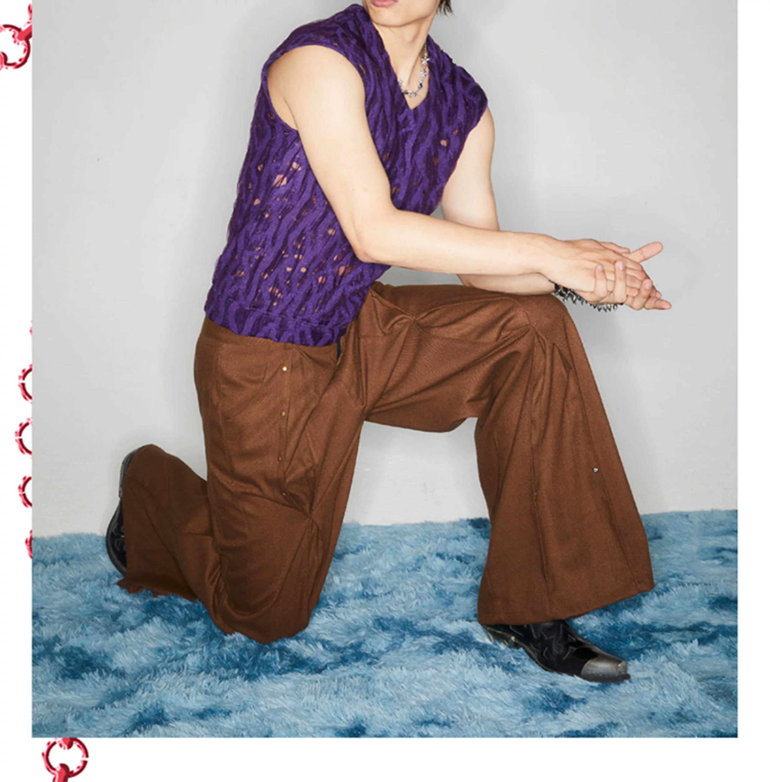 Vintage Riveted Flared Wool Cargo Pants