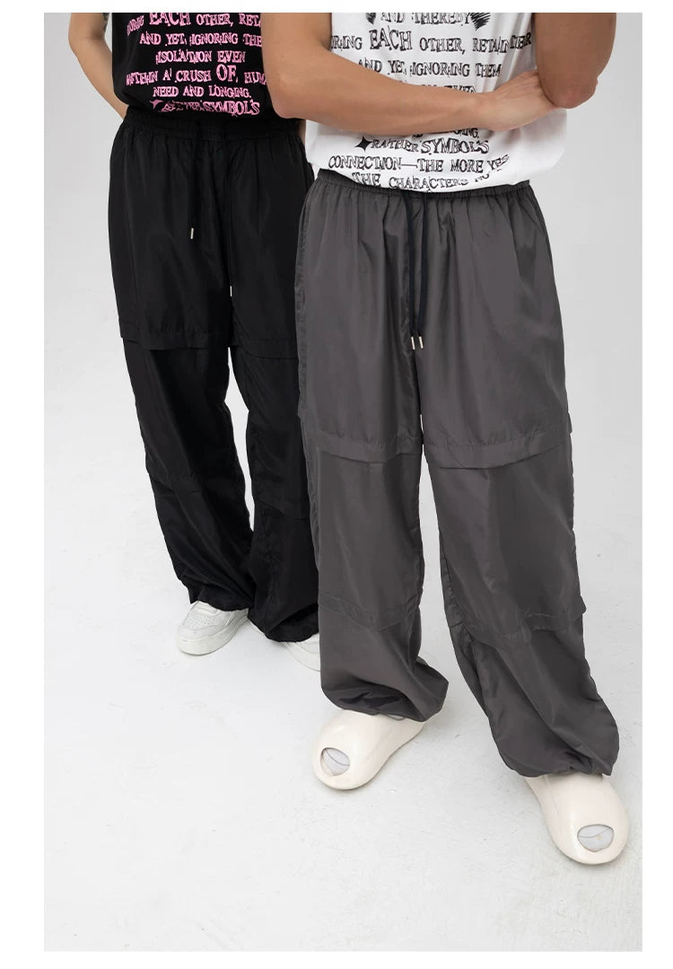 Unisex Patchwork Athletic Drawstring Waist Pants