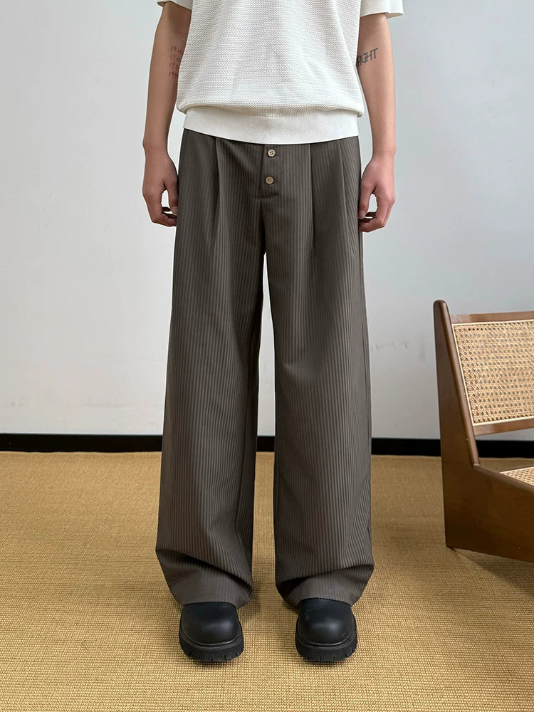 Nut Brown Pleated Straight Pants