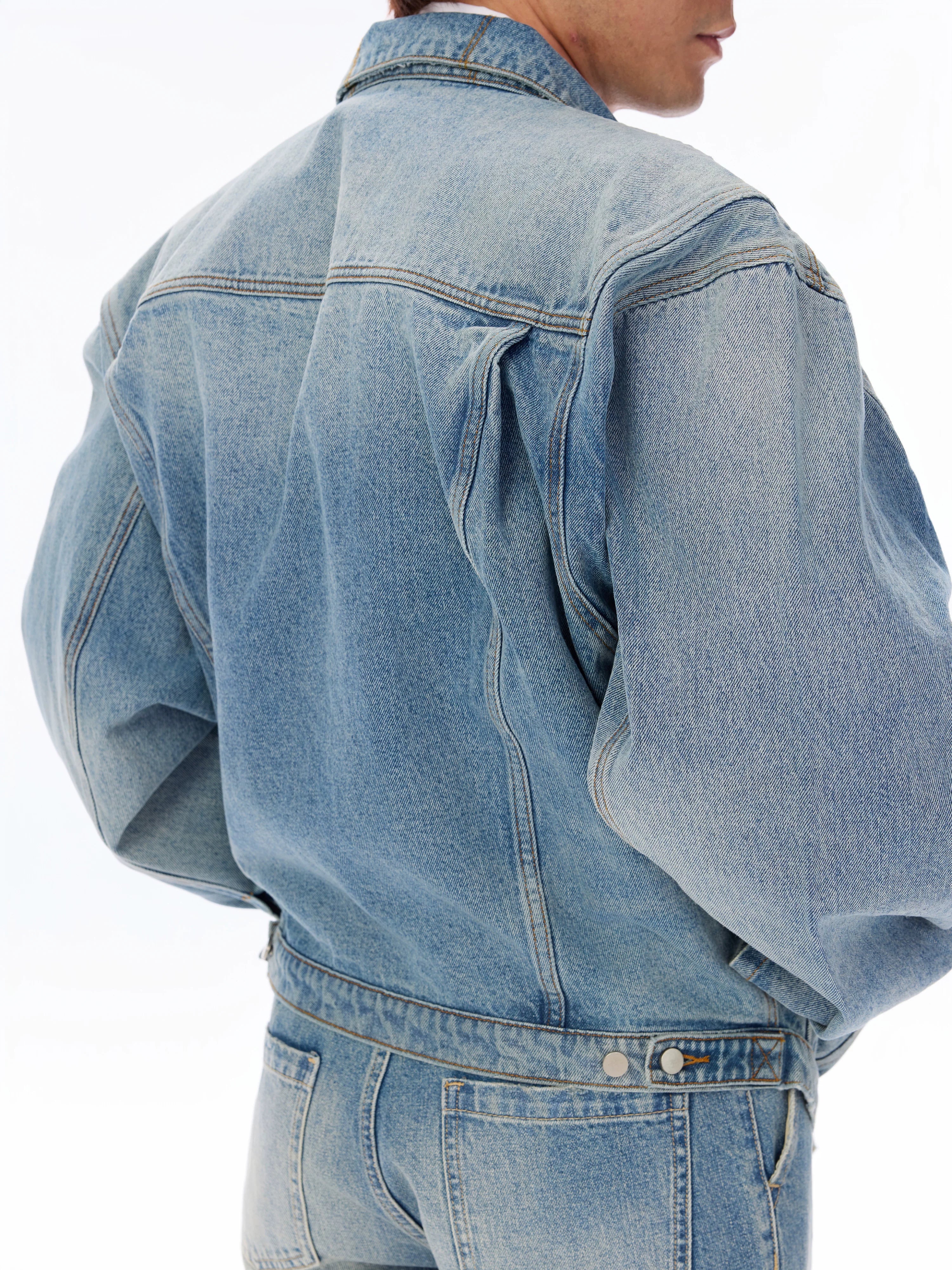 Structured Heavy Wash Denim Jacket