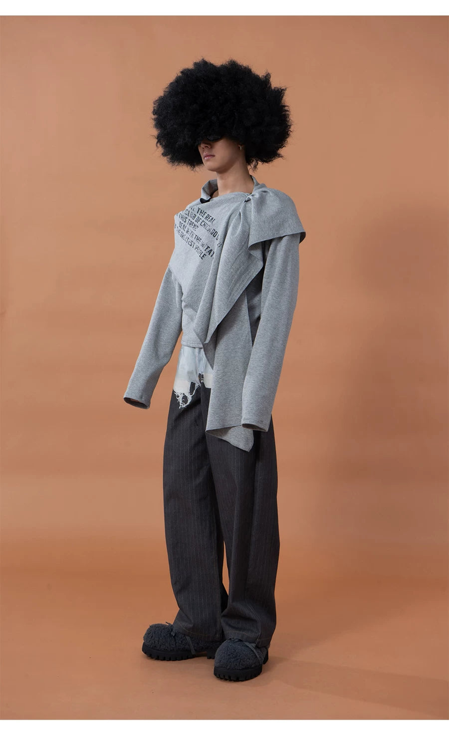 Men's Gray Print Patchwork Hoodie