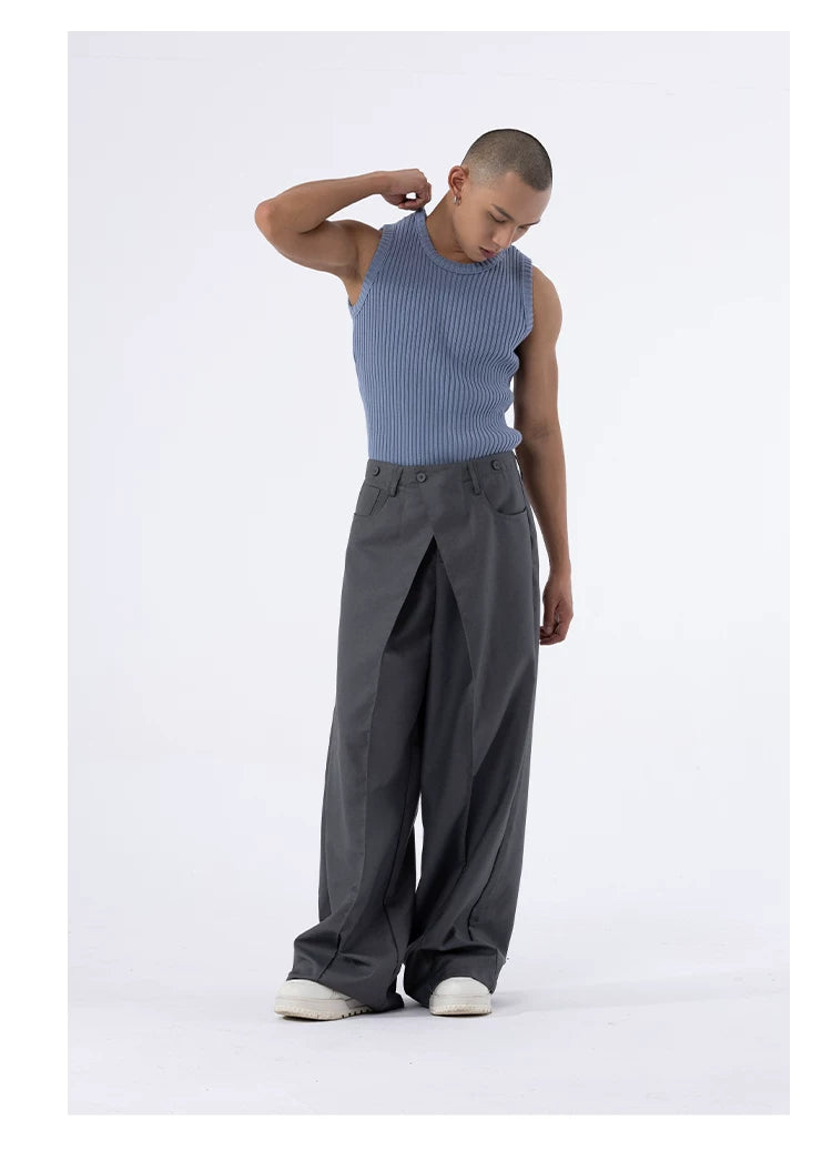 Loose Multi-color Crew Neck Sweater Vest