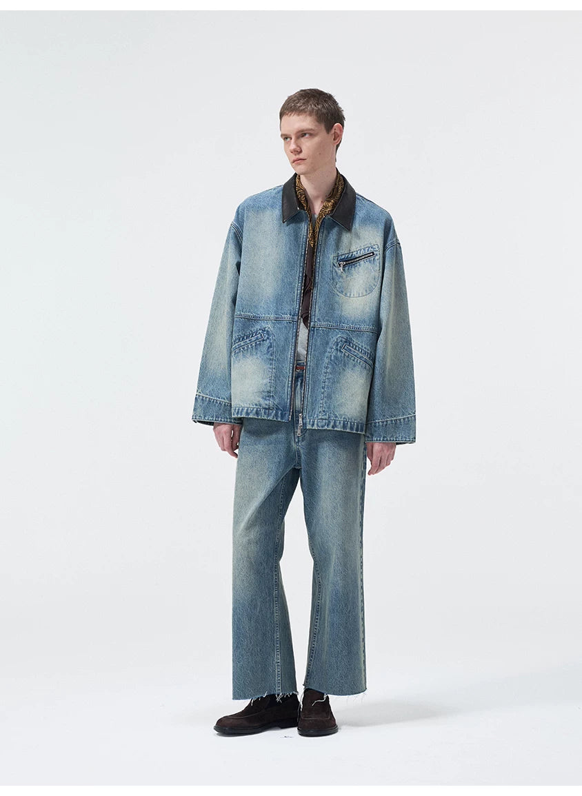 Turkish Washed Frayed Straight Jeans