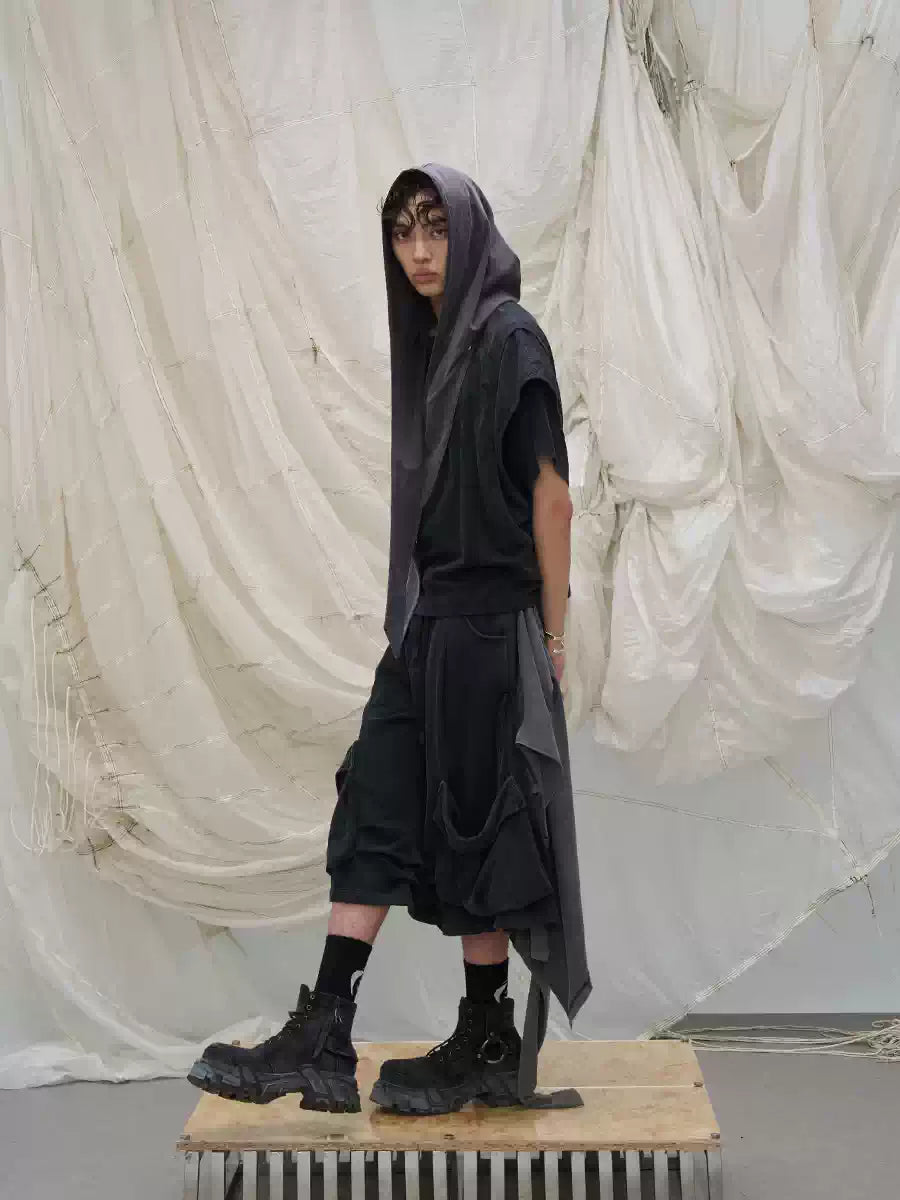 Cropped Washed Detachable Pocket Sweatpants